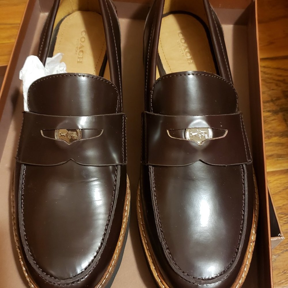 Coach Indie Box Calf Loafers 9M Oxblood